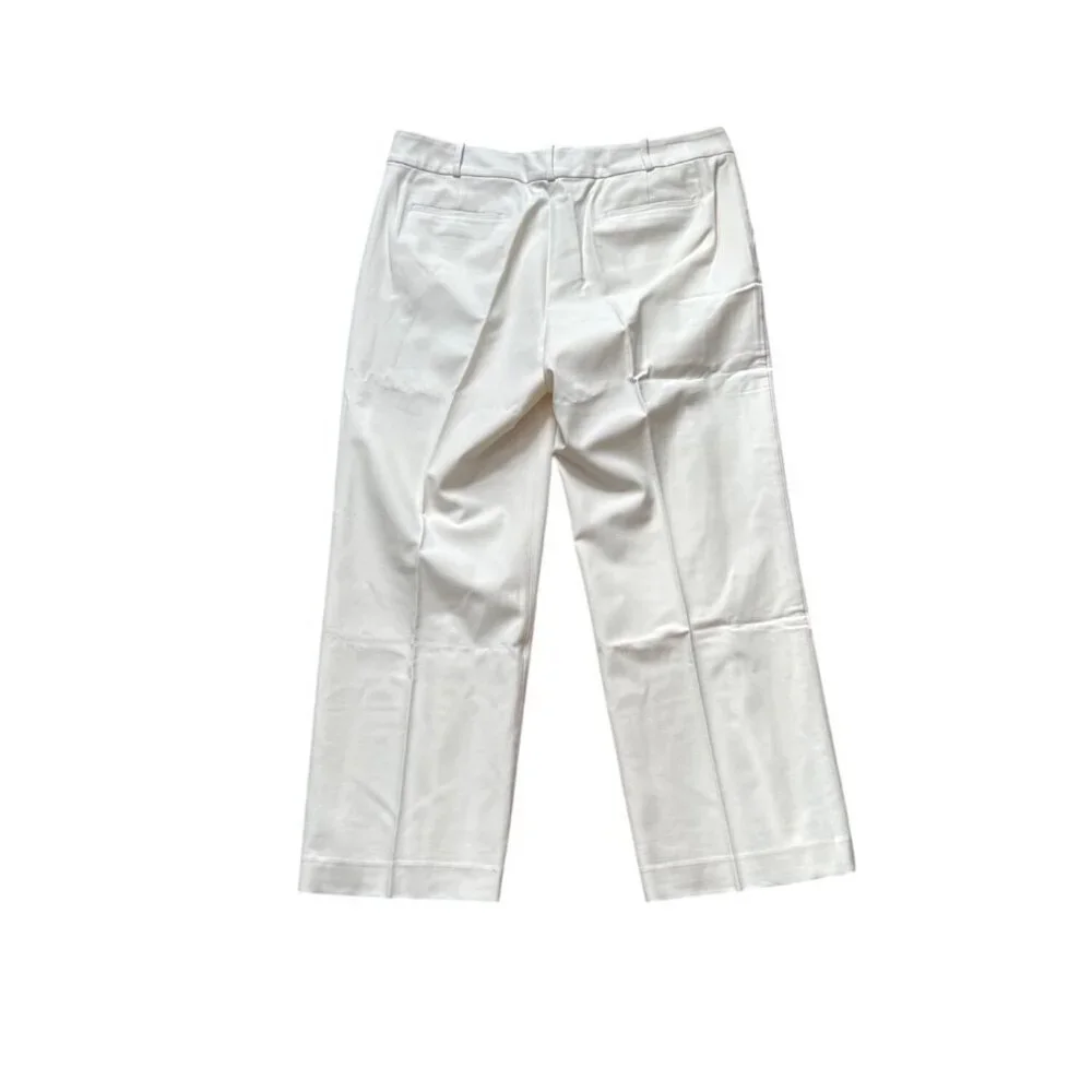 Talbots Womens Heritage Cropped Pants 16P Ivory Polyester Blend Mid-Rise
